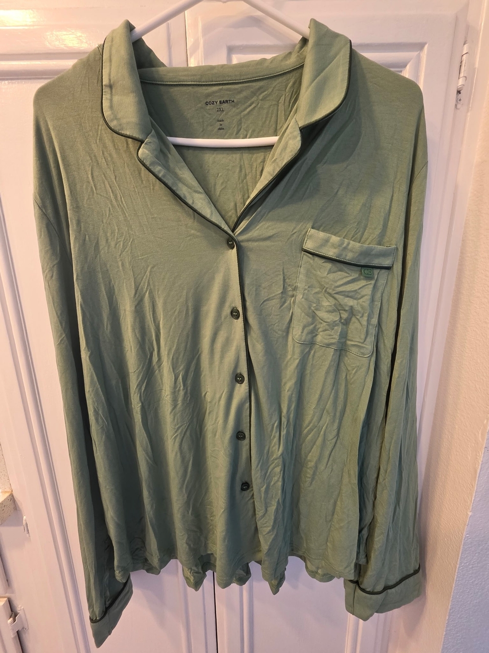 NWT ~ Cozy Earth Fern Green Women's Long Sleeve Bamboo Stretch Knit Pajamas~XXL - Picture 5 of 14